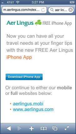 Aer Lingus mobile site
