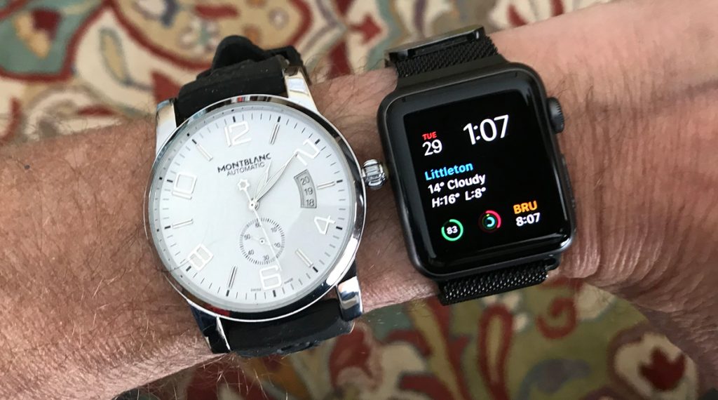 analog watch and apple watch